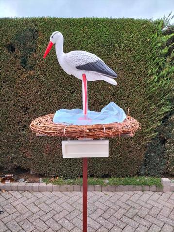 3D ooievaar + nest + met naambordje naar keuze. beschikbaar voor biedingen