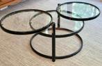 vintage 70s salontafel Swivel zwart metaal/glas, Ophalen, Gebruikt, 50 tot 100 cm, Rond