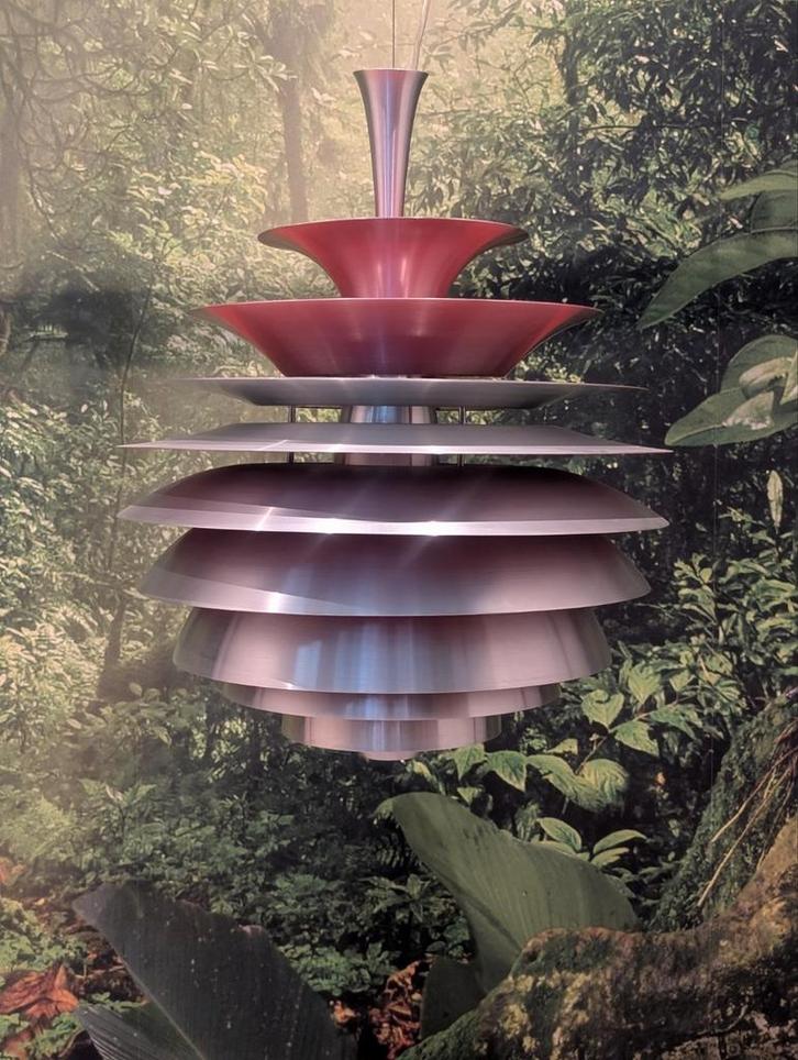 Vintage schalenlamp XL, Huis en Inrichting, Lampen | Hanglampen, Zo goed als nieuw, 50 tot 75 cm, Overige materialen, Ophalen