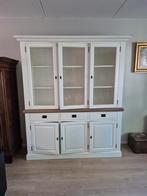 Witte buffetkast met vitrinegedeelte, Ophalen, Gebruikt, 200 cm of meer, Glas