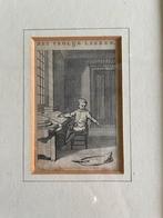 Oude Gravure - Het Vrolijk Leeren, Antiek en Kunst, Kunst | Etsen en Gravures, Ophalen of Verzenden