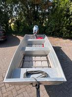 Onverwoestbare Aluminium Platbodem met Trailer, Watersport en Boten, Platbodems, Ophalen, Gebruikt, Aluminium, Benzine