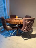 Ronde eettafel met vier mooie stoelen., Huis en Inrichting, Tafels | Salontafels, Ophalen, 100 tot 150 cm, Rond, Zo goed als nieuw