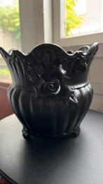 Mooi zwarte bloempot, Tuin en Terras, Ophalen, Rond, Zo goed als nieuw, Aardewerk