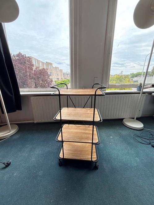 Industrieel Houtenrek, moet weg i.v.m wereldreis, Huis en Inrichting, Woonaccessoires | Wandplanken en Boekenplanken, Zo goed als nieuw