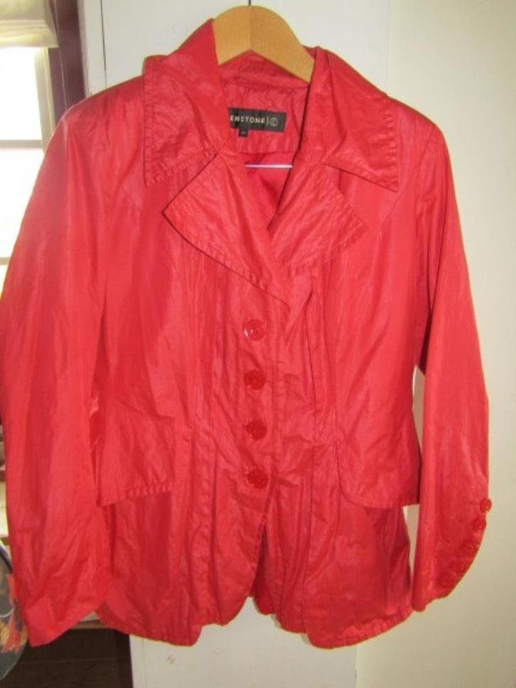 F1888 Creenstone mt 44 zomerjas oranjerood metaal, Kleding | Dames, Jassen | Zomer, Zo goed als nieuw, Maat 42/44 (L), Rood, Verzenden