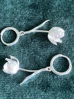 Zilveren tulp oorbellen 925, Ophalen of Verzenden, Zo goed als nieuw, Zilver, Hangers