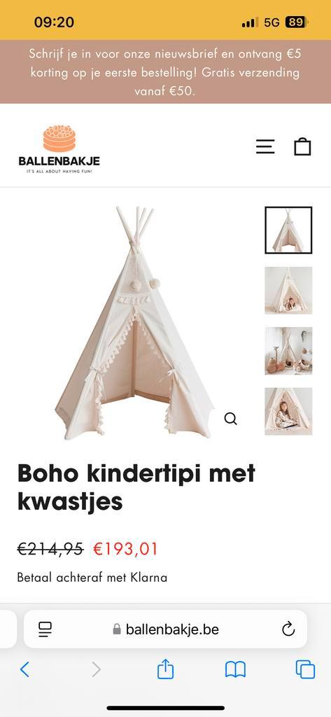 Boho Tipi met Kwastjes & Kussen, Kinderen en Baby's, Speelgoed | Speeltenten, Gebruikt, Ophalen of Verzenden