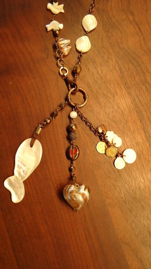 Mooie verstelbare ketting met veel accessoires MOEDERDAGTIP, Sieraden, Tassen en Uiterlijk, Kettingen, Zo goed als nieuw, Overige materialen