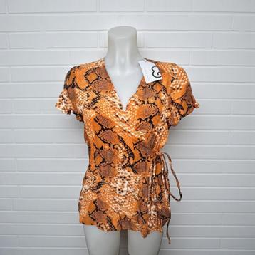 NWT Mint & Berry Blouse Maat 38 Oranje Slang Print Overslag beschikbaar voor biedingen