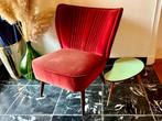 Vintage cocktail zeteltje - Expo 58, rood fluweel, Huis en Inrichting, Fauteuils, Ophalen, Gebruikt, Vintage, retro, mid century modern, sixties, fifties