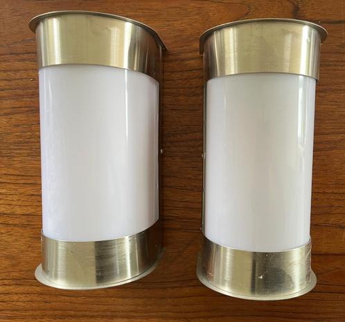 2 buiten wandlampen van RVS, Huis en Inrichting, Lampen | Wandlampen, Nieuw, Glas, Metaal, Ophalen of Verzenden