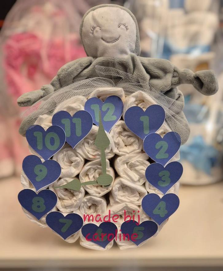 Luier geboorte klok. Met gratis personialisatie., Kinderen en Baby's, Kraamcadeaus en Geboorteborden, Nieuw, Kraamcadeau, Ophalen of Verzenden