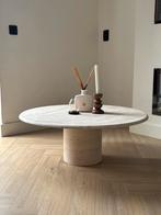 Travertin salontafel rond, Overige materialen, 50 tot 100 cm, Travertin japandi vintage marmeren natuursteen, Rond