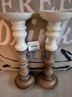 Houten kandelaars set RM style - Nieuwstaat, 25 tot 50 cm, Wit, Nieuw, Ophalen of Verzenden