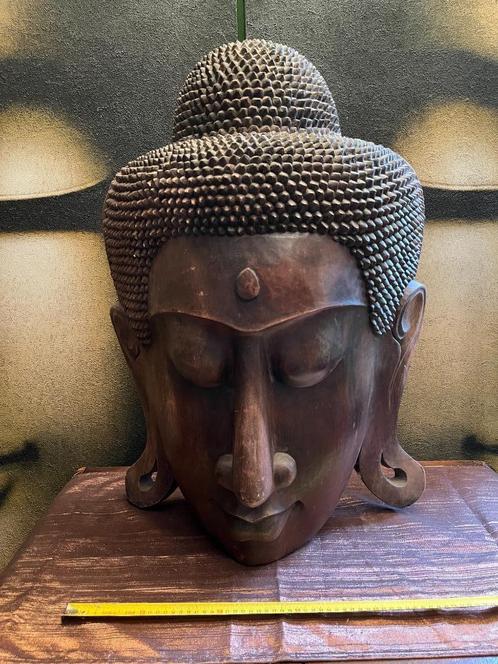 Houten Boedha masker, Huis en Inrichting, Woonaccessoires | Boeddhabeelden, Gebruikt, Ophalen