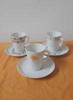 Mosa - 3 kop en schotels, verschillende  motieven. Vintage, Verzamelen, Ophalen of Verzenden, Zo goed als nieuw, Porselein, Kop en/of schotel