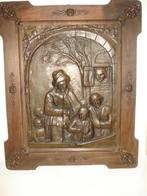 KOPEREN PLAQUETTE, LATOEN in Houten Lijst, Straatmuzikanten, Ophalen of Verzenden