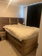 Velvet bed met hoofdbord, Huis en Inrichting, Slaapkamer | Boxsprings, Ophalen, Tweepersoons, Zo goed als nieuw, 200 cm