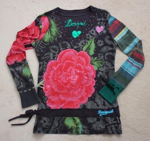 Desigual longsleeve 38 M 40 roos, gekleurde glitters t-shirt, Kleding | Dames, T-shirts, Nieuw, Maat 38/40 (M), Lange mouw, Ophalen