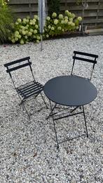 Bistro tafeltje met 2 stoelen zwart, Tuin en Terras, Ophalen, Zo goed als nieuw, Overige materialen, 2 zitplaatsen