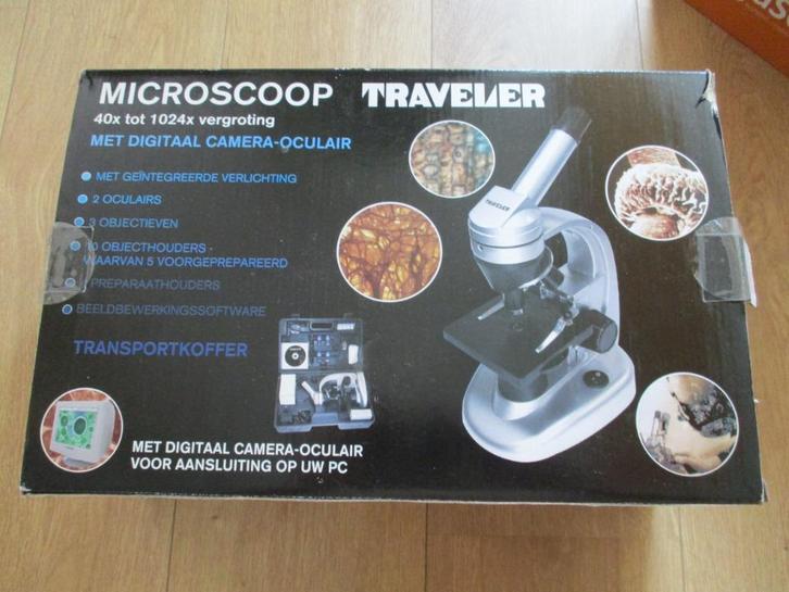 Nieuwe Microscoop Traveler, Audio, Tv en Foto, Optische apparatuur | Microscopen, Nieuw, Biologische microscoop, 1000x of meer