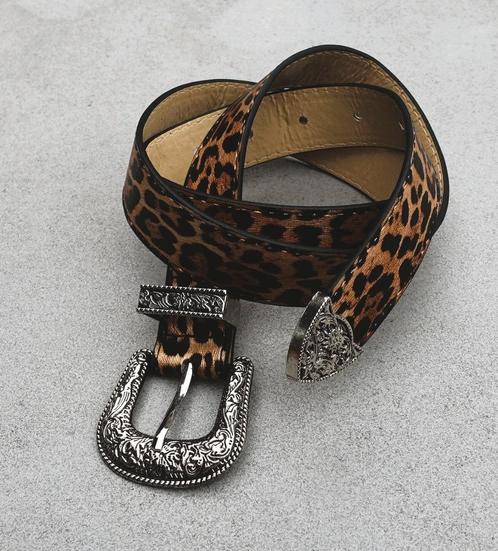 damesriem nr. 234-1 in luipaard / zilver - nieuw, Kleding | Dames, Riemen en Ceinturen, Nieuw, 100 cm of meer, Minder dan 3 cm