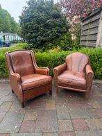2 Lederen fauteuils, Ophalen of Verzenden
