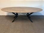 Ovale eettafel HPL marmer print 240x120, 100 tot 150 cm, 200 cm of meer, Ophalen of Verzenden, Zo goed als nieuw
