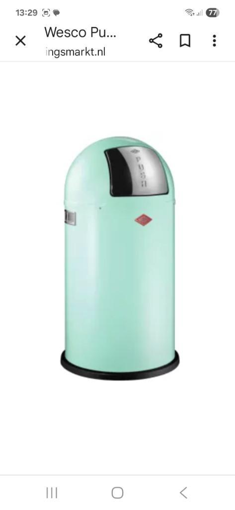 Wesco pushboy, Huis en Inrichting, Woonaccessoires | Prullenbakken, Zo goed als nieuw, Metaal, 50 tot 75 cm, 40 liter of meer