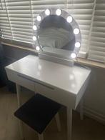 Kaptafel met Verlichting & Kruk, Huis en Inrichting, Tafels | Kaptafels, Ophalen, Gebruikt, 50 tot 100 cm, Minder dan 100 cm
