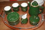 Vintage Apilco compleet koffieservies green and gold, Antiek en Kunst, Antiek | Servies compleet, Ophalen of Verzenden