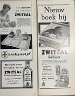 4 advertenties Zwitsal 1958 en 1959 rekje flesje blikjes, Ophalen of Verzenden, Zo goed als nieuw, Overige typen