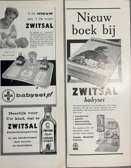 4 advertenties Zwitsal 1958 en 1959 rekje flesje blikjes, Verzamelen, Merken en Reclamevoorwerpen, Zo goed als nieuw, Overige typen