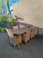 Tuinset met 6 stoelen - Rotan look, Tuin en Terras, Tuinsets en Loungesets, Ophalen, Eettafel, 6 zitplaatsen, Zo goed als nieuw