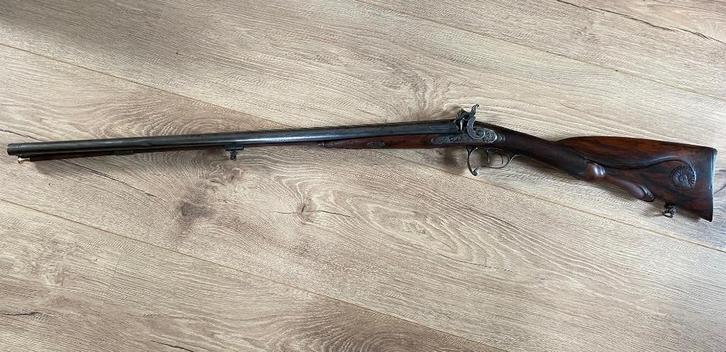 Rijk versierd antiek dubbelloops Percussiegeweer, Antiek en Kunst, Antiek | Overige Antiek, Ophalen of Verzenden