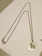 Zilveren kettinkje met steenbok hangertje (7), Ophalen of Verzenden, Zo goed als nieuw, Zilver, Zilver