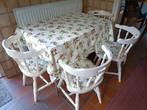Uitschuifbare tafel met 4 stoelen, kussens en kleed, Ophalen, Gebruikt, Landelijk, 4 tot 6 stoelen
