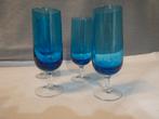 Vintage Fostoria Glamour Blue Water- of Tulip-wijnglazen, Glas of Glazen, Gebruikt, Ophalen of Verzenden, Glas