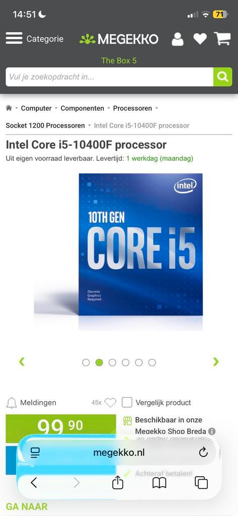 Intel Core i5-10400F Processor - Krachtige CPU, Computers en Software, Processors, Gebruikt, 6-core, 2 tot 3 Ghz, Ophalen of Verzenden