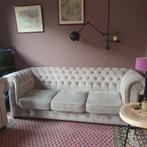 2x Velours/Velvet Chesterfield Grey/Taupe, Huis en Inrichting, Banken | Bankstellen, Ophalen, 75 tot 100 cm, Stof, 200 tot 250 cm