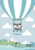 Poster Vos in luchtballon A4 kinderkamer babykamer decoratie, Huis en Inrichting, Woonaccessoires | Schilderijen, Tekeningen en Foto's