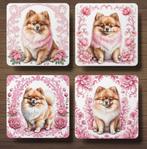 Pomeranian Delfts Roze onderzetters met houder, Ophalen of Verzenden, Nieuw, Glas of Kopje