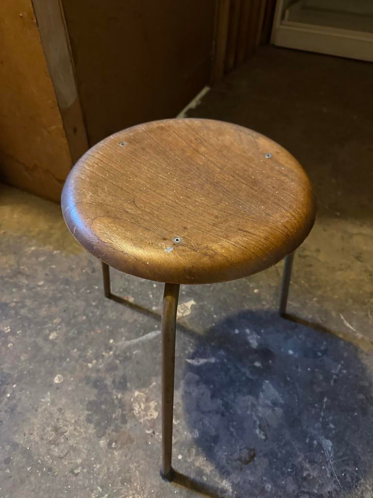 Vintage Deense kruk - Hout en metaal, Gebruikt, ?, Hout, ?