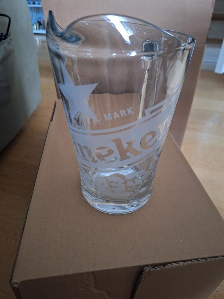 Heineken glazen bierkan 1,5 liter, Ophalen, Zo goed als nieuw, Glas of Glazen, Heineken