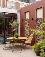 Houe Tuintafel Leaf met 4 PAON tuinstoelen - Bamboe/Zwart, Ophalen, Gebruikt, Vierkant, Hout