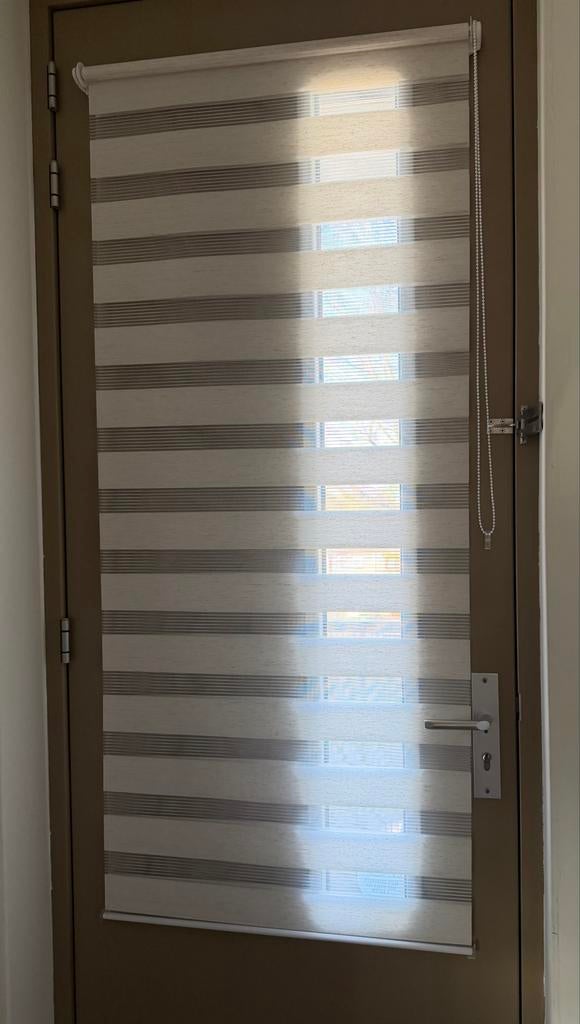 Duo rolgordijn linnen beige 80x220 cm (incl. ophangsysteem), 200 cm of meer, Beige, Zo goed als nieuw, 50 tot 100 cm