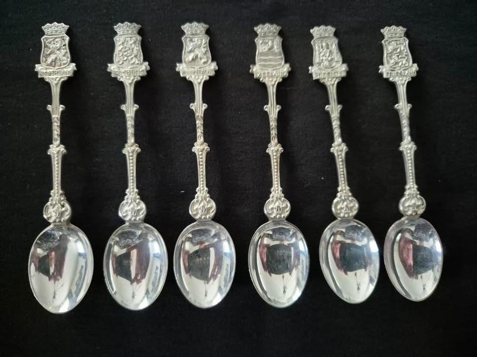 6 Douwe Egberts verzilverde lepeltjes HH Hooijkaas 90, Ophalen of Verzenden