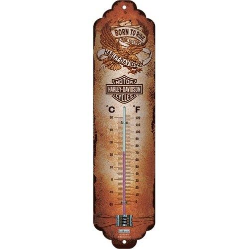 Harley Davidson born to ride reclame thermometer van metaal, Ophalen of Verzenden, Nieuw, Auto's