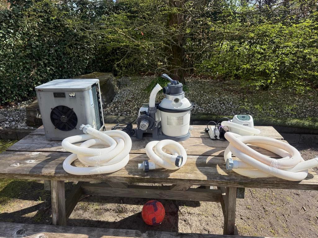 Zwembad set: pomp, zoutwatersysteem, warmtepomp, Ophalen, Gebruikt, Opzetzwembad, 200 tot 400 cm